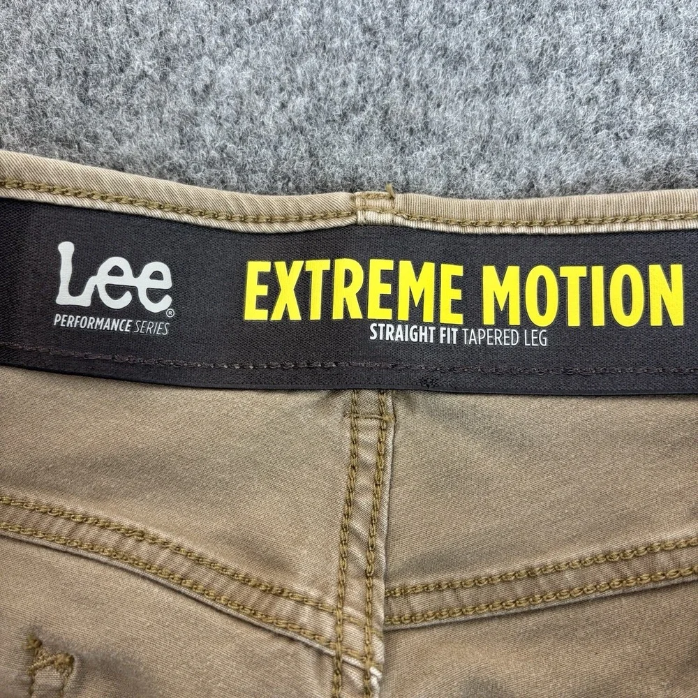 Lee Pants Extreme Motion Khaki Mens 40x30 (Fits 40x28) Straight Fit Stretch Tan - Picture 4 of 14